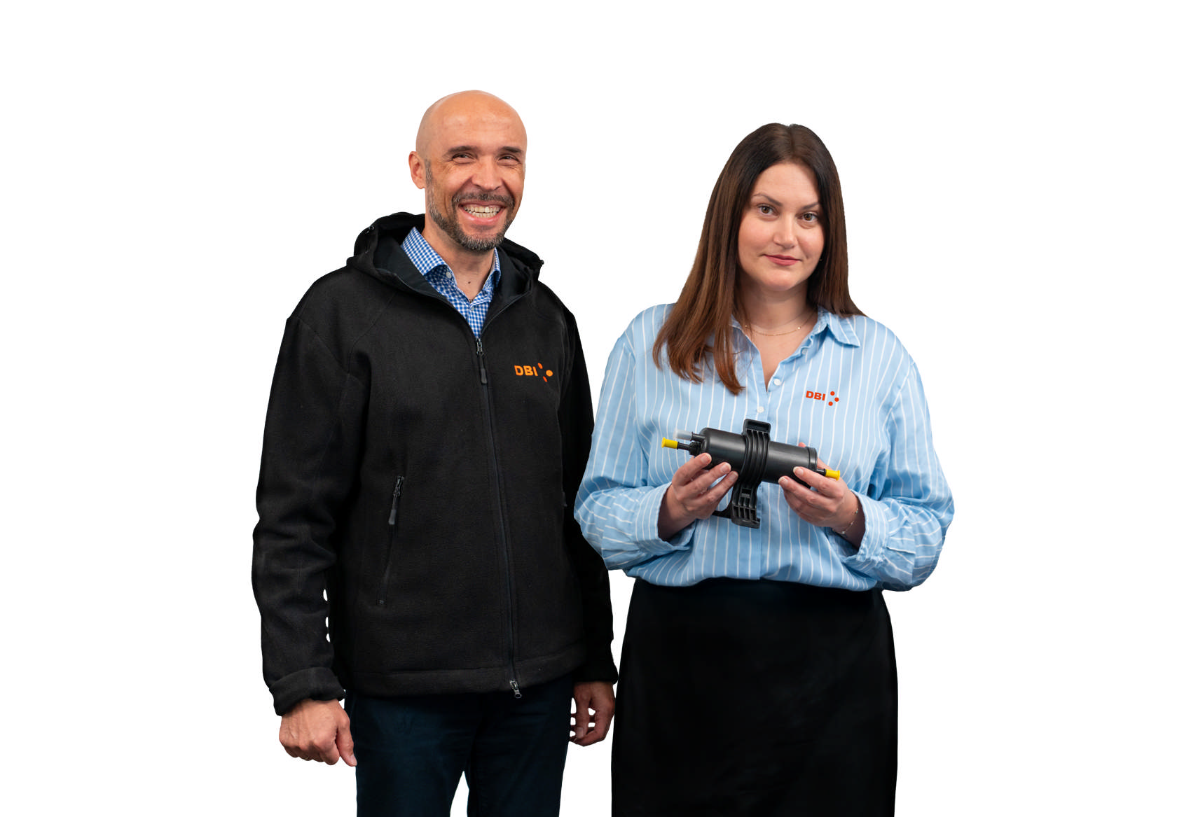 DBI Plastics engineering support team showing protective cap.