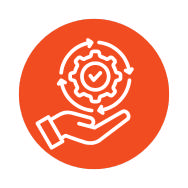 Orange icon representing safety, responsibility, and operational security in manufacturing.